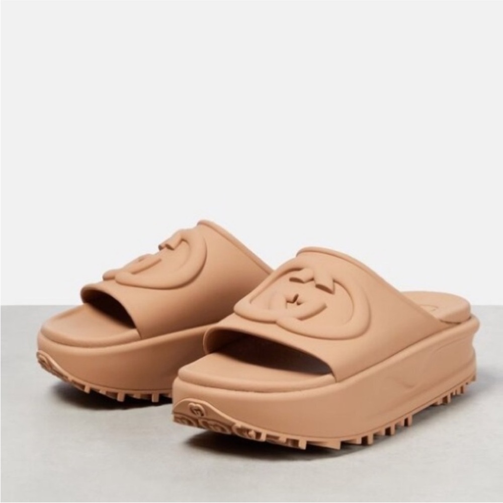 Gucci G logo Platform Slide Sandals